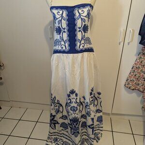 FARM Rio Blue and White Maxi Dress